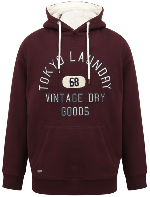 Harrisville Applique Pullover Hoodie with Borg Lined Hood In Vintage Wine - Tokyo Laundry