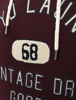 Harrisville Applique Pullover Hoodie with Borg Lined Hood In Vintage Wine - Tokyo Laundry