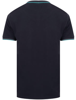 Haslem Cotton Pique Polo Shirt with Tipping In Navy - Tokyo Laundry