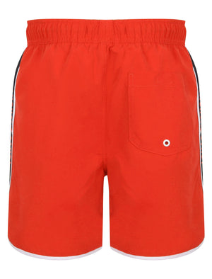 Haunani Runner Swim Shorts with Side Panels In Formula One Red - Tokyo Laundry