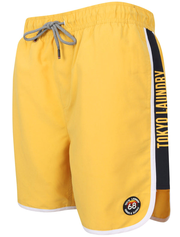 Haunani Runner Swim Shorts with Side Panels In Yolk Yellow - Tokyo Laundry