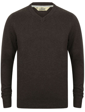 Havas V Neck Knitted Jumper in Charcoal Marl - Tokyo Laundry