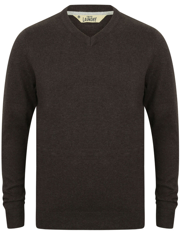 Havas V Neck Knitted Jumper in Charcoal Marl - Tokyo Laundry