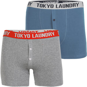Haven (2 Pack) Boxer Shorts Set in Federal Blue / Mid Grey Marl - Tokyo Laundry
