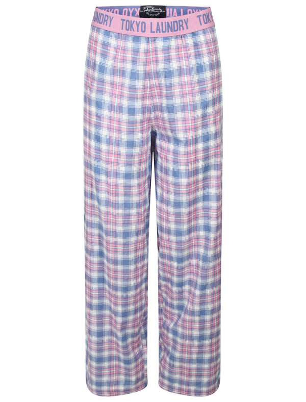 Helen Checked Print Cotton Lounge Pants in Ivory / Begonia - Tokyo Laundry