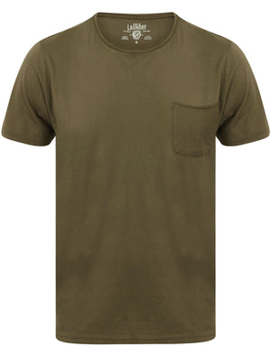 Hella Cotton Crew Neck T-Shirt with Chest Pocket in Burnt Olive - Tokyo Laundry