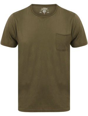 Zac Crew Neck Cotton T-Shirt with Pocket In Burnt Olive - Tokyo Laundry