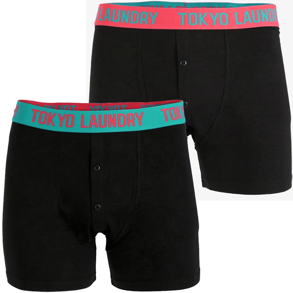 Helston (2 Pack) Boxer Shorts Set in Virdian Green / Paradise Pink - Tokyo Laundry