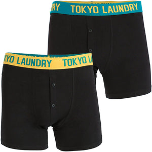 Helston (2 Pack) Boxer Shorts Set in Yellow Iris / Marble Blue - Tokyo Laundry