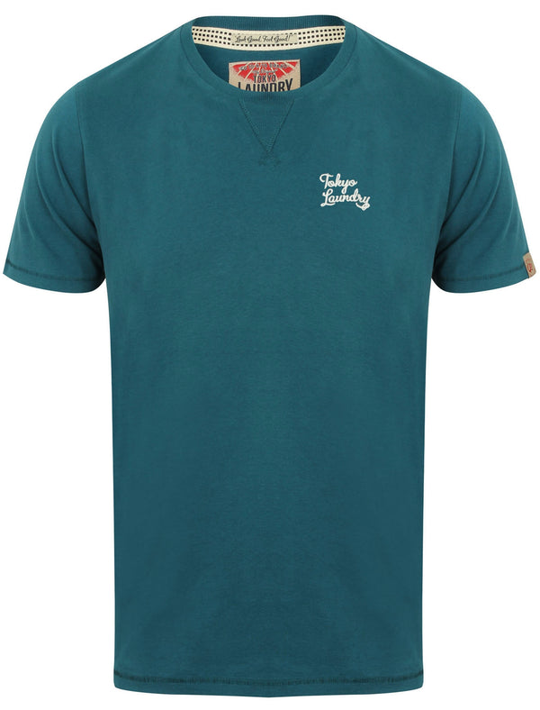Hemsby V Insert Crew Neck T-Shirt in Tokyo Teal - Tokyo Laundry