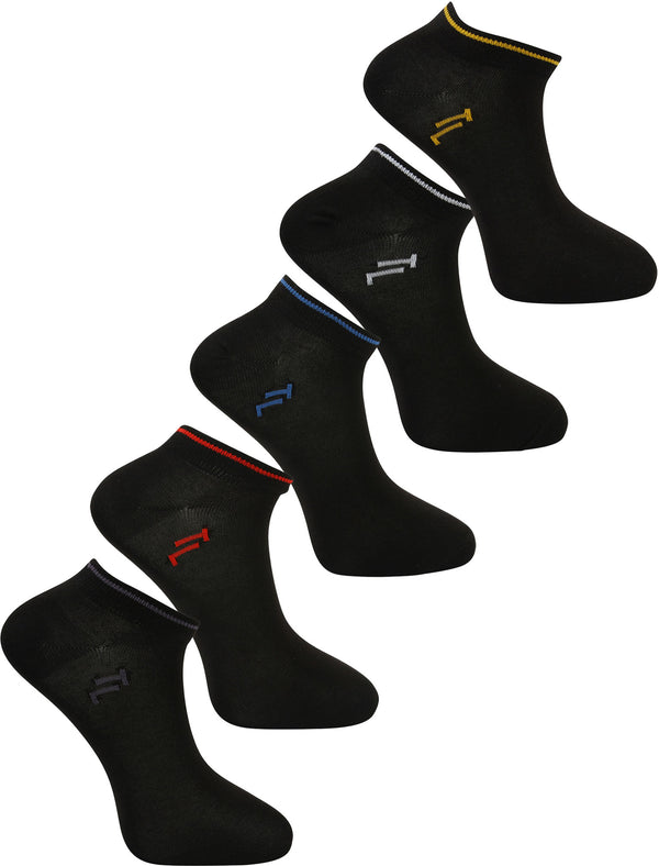 Hemus (5 Pack) Cotton Rich Trainer Socks in Yellow / Ocean / Red / Ivory / Purple - Tokyo Laundry