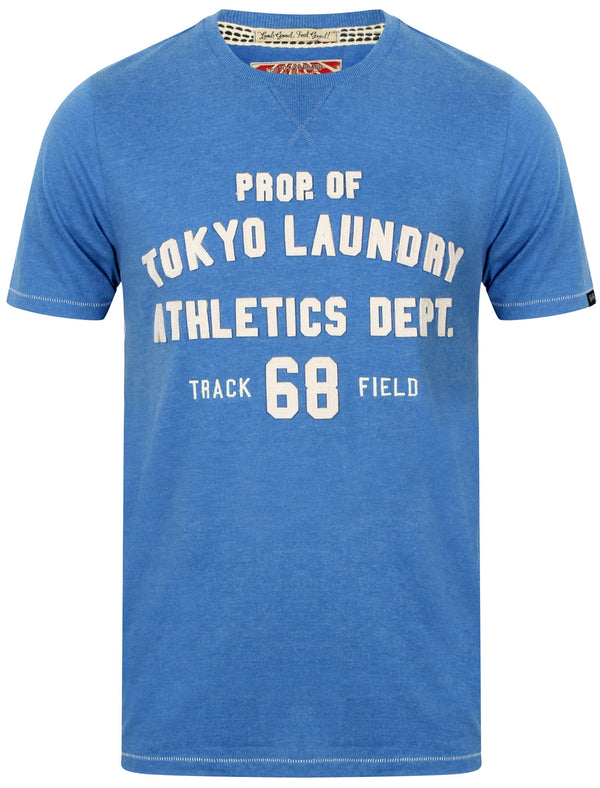 Henryville Applique Cotton T-Shirt In Cornflower Blue Marl - Tokyo Laundry