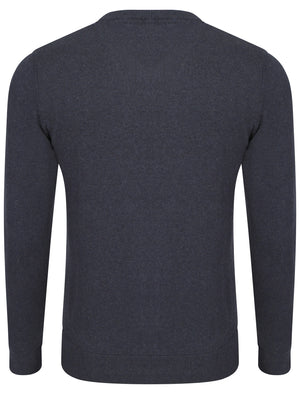 Heppleston V-neck Cotton Jumper in Midnight Blue Marl - Tokyo Laundry