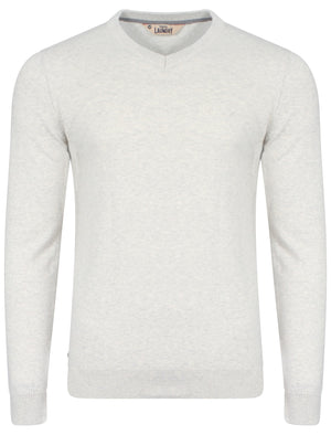 Heppleston V-neck Cotton Jumper in Oatmeal Marl - Tokyo Laundry