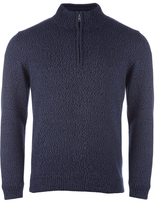Herman Zip Up Funnel Neck Knitted Jumper In Dark Navy / Indigo - Tokyo Laundry