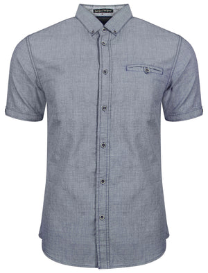 Hewitt Short Sleeve Cotton Shirt in Blue - Tokyo Laundry