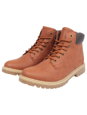 Hex Rock Faux Leather Lace Up Hiking Style Ankle Boots in Chestnut - Tokyo Laundry