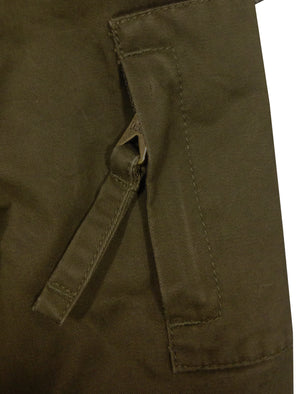 Highstead Mock Insert Fur Hooded Parka Jacket in Dark Khaki - Tokyo Laundry