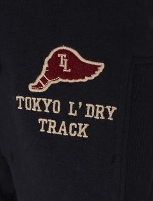 Hollow Brush Back Fleece Cuffed Joggers In Dark Navy - Tokyo Laundry