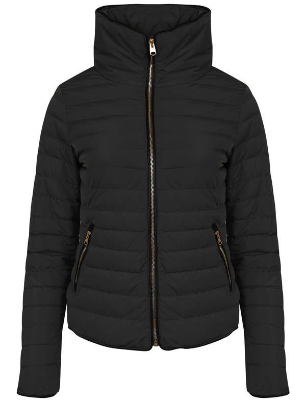 Jenny Funnel Neck Quilted Jacket in Black - Tokyo Laundry