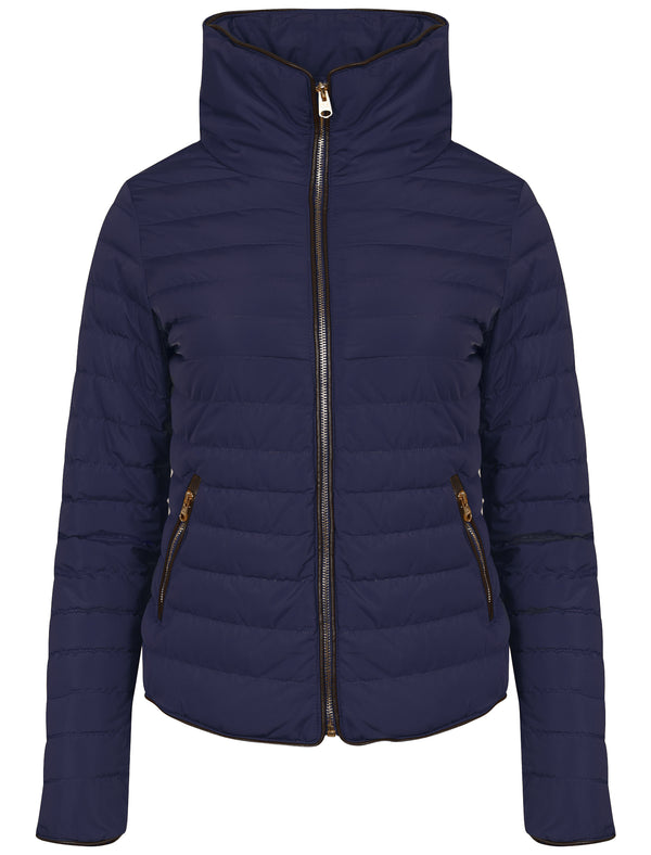 Honey Funnel Neck Quilted Jacket in Peacoat Blue - Tokyo Laundry