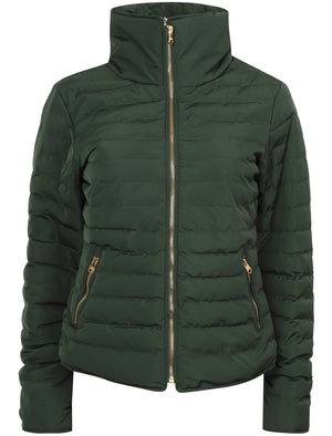 Honey 2 Funnel Neck Quilted Jacket in Dark Green - Tokyo Laundry