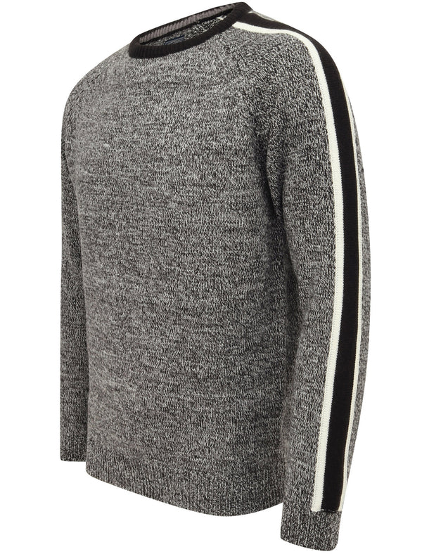 Honnold Knitted Jumper with Striped Sleeves In Black Twist - Tokyo Laundry