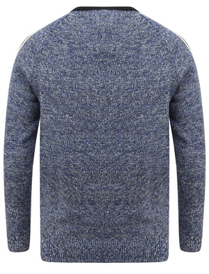 Honnold Knitted Jumper with Striped Sleeves In Mazarine Twist - Tokyo Laundry