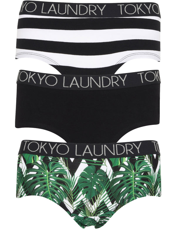 Hope (3 Pack) Tropical Assorted Hipster Briefs In White / Jet Black/ White - Tokyo Laundry