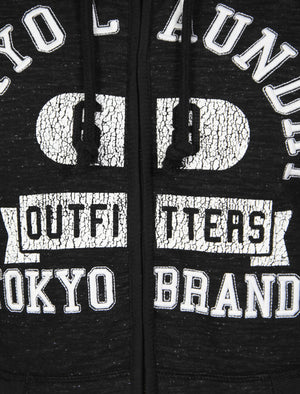 Hotchkiss Zip Through Slub Hoodie in Black Grindle - Tokyo Laundry
