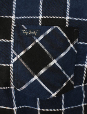 Hulverston Checked Cotton Flannel Shirt In Mid Blue - Tokyo Laundry
