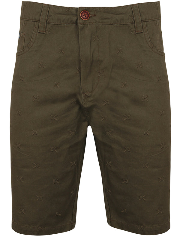 Hunter Cotton Embroidered Chino Shorts in Amazon Khaki - Tokyo Laundry