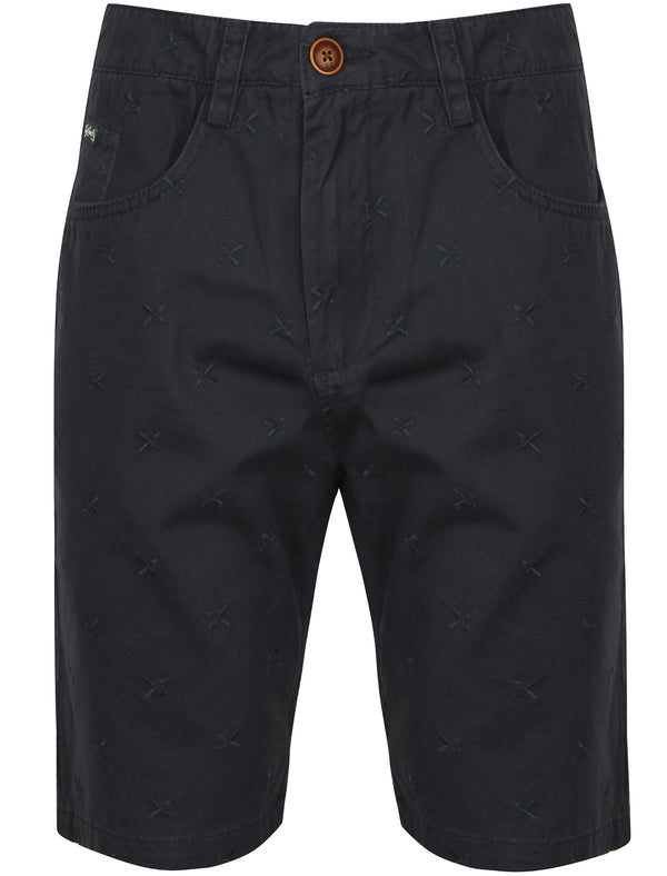 Hunter Cotton Embroidered Chino Shorts in Midnight Blue - Tokyo Laundry