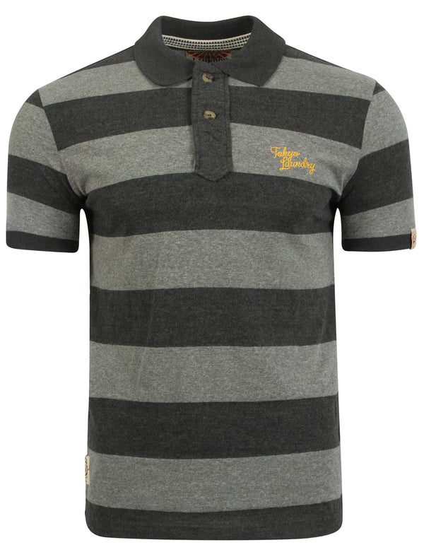 Tokyo Laundry Hunters Pass charcoal stripe polo shirt