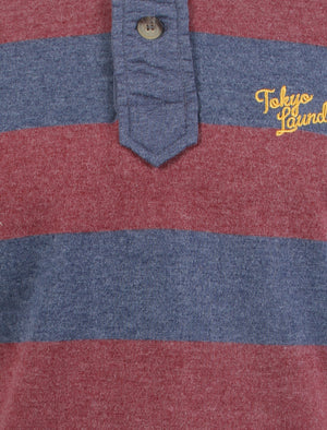 Tokyo Laundry Hunters Pass red & blue stripe polo shirt