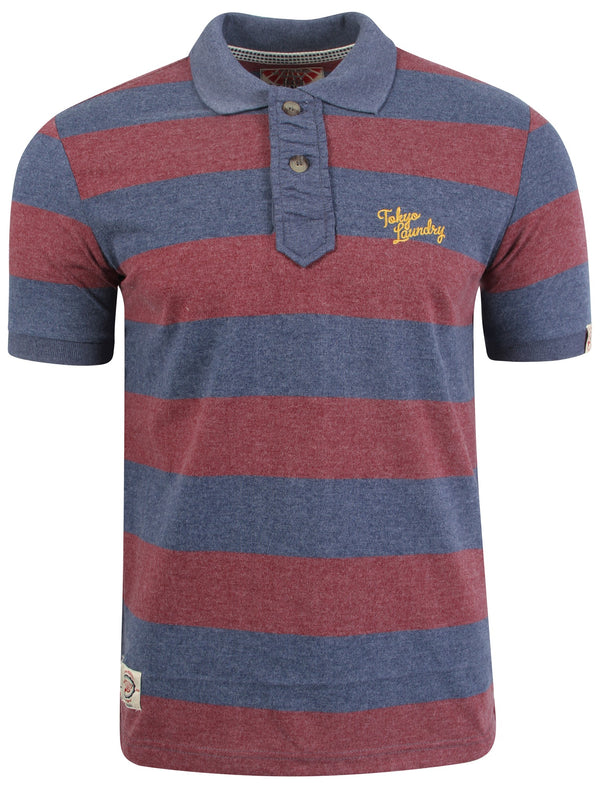 Tokyo Laundry Hunters Pass red & blue stripe polo shirt