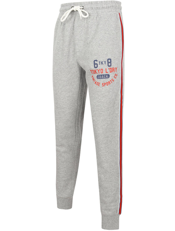 Huntington Cuffed Joggers with Tape Detail In Light Grey Marl - Tokyo Laundry