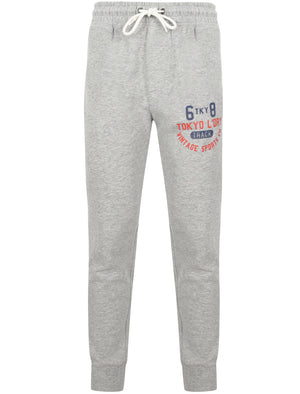 Huntington Cuffed Joggers with Tape Detail In Light Grey Marl - Tokyo Laundry