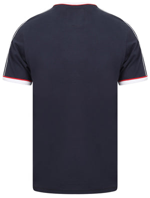 Huson Cotton T-Shirt with Tape Detail Sleeves in Iris Navy - Tokyo Laundry