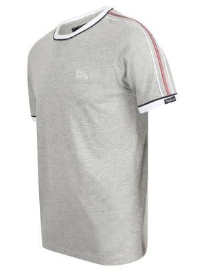 Huson Cotton T-Shirt with Tape Detail Sleeves in Light Grey Marl - Tokyo Laundry