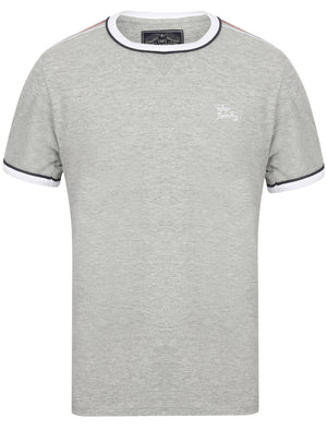 Huson Cotton T-Shirt with Tape Detail Sleeves in Light Grey Marl - Tokyo Laundry