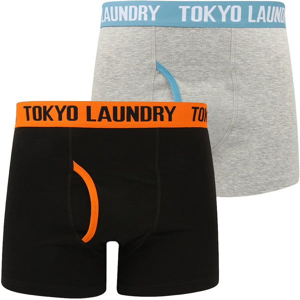 Hydes (2 Pack) Boxer Shorts Set in Harvest Pumpkin / Niagara Blue - Tokyo Laundry