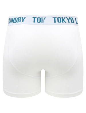 Irving (2 Pack) Boxer Shorts Set in Optic White / Kingfisher Blue - Tokyo Laundry
