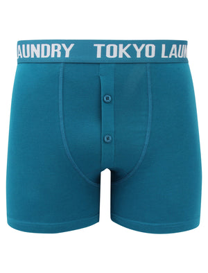 Irving (2 Pack) Boxer Shorts Set in Optic White / Kingfisher Blue - Tokyo Laundry
