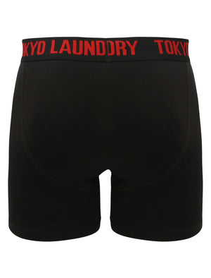 Irving (2 Pack) Boxer Shorts Set in Rumba Red / Black - Tokyo Laundry
