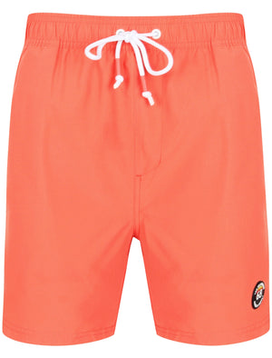 Ivar Swim Shorts with Side Tape Detail In Emberglow Orange - Tokyo Laundry