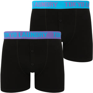 Invermore (2 Pack) Boxer Shorts Set in Purple Opulence / Marble Blue - Tokyo Laundry