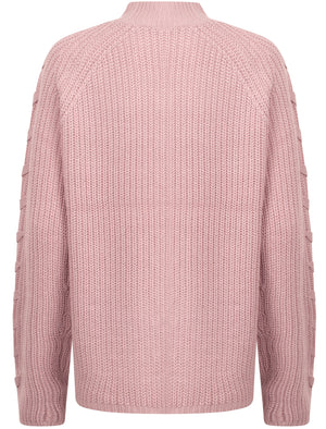 Jade Fisherman Knit Jumper with Lace Up Detail in Nude Pink - Tokyo Laundry