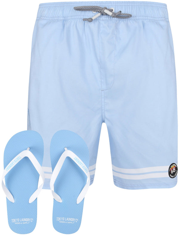 Jafari Swim Shorts With Free Matching Flip Flops In Kentucky Blue - Tokyo Laundry