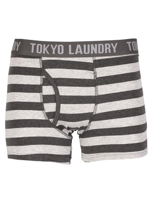 Tokyo Laundry Jamie boxer shorts in grey & red ( 2 Pack)